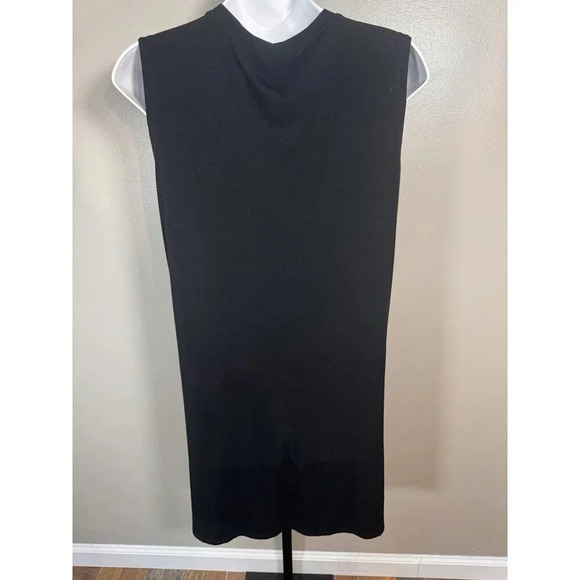 Eileen Fisher Sleeveless Black Knit Small Viscose Bld Dress Small Side Slits - Picture 4 of 7